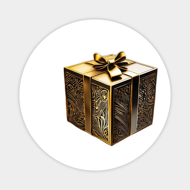 Elegant Golden Floral Gift Box No. 623 Magnet by cornelliusy